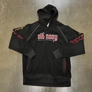 Old Navy Hoodie Mens Large Black Flame Sleeve Board Co International Pullover